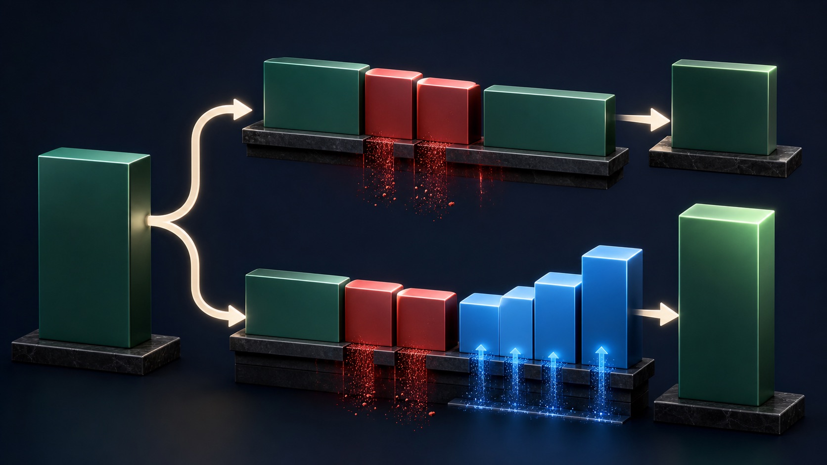 A recurring revenue block loses cancellations and downgrades while a separate expansion layer distinguishes gross from net retention