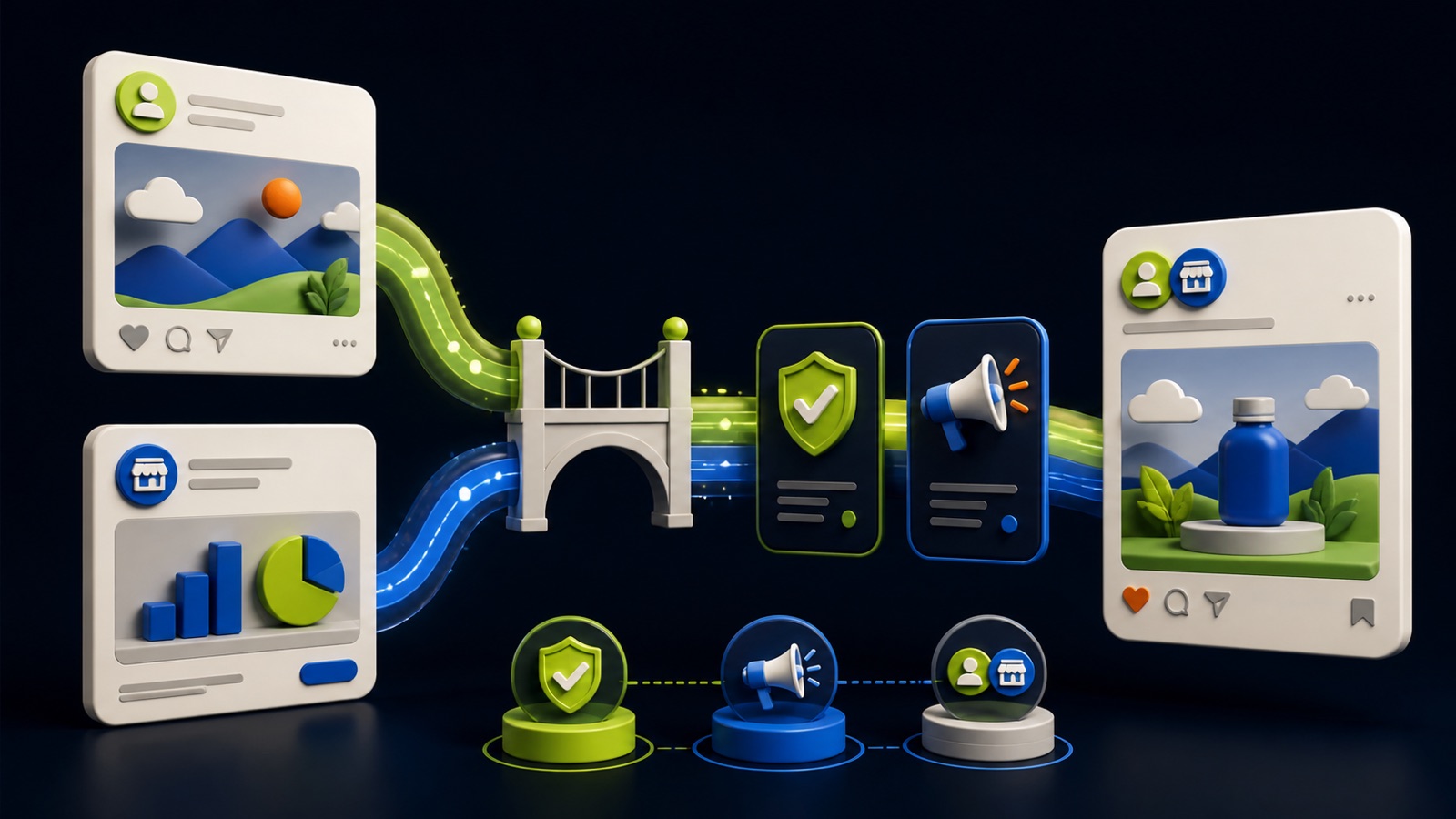 Creator and business content cards cross authorization and disclosure checkpoints before becoming one partnership ad