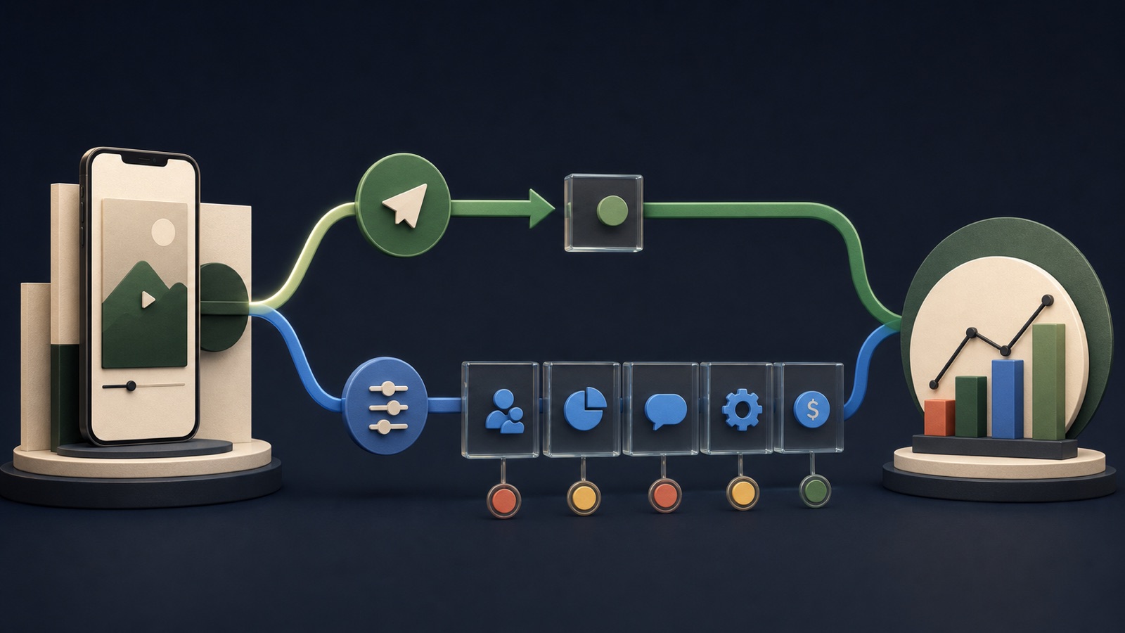One vertical video splits into a short boost path and a detailed campaign-control path before measurement