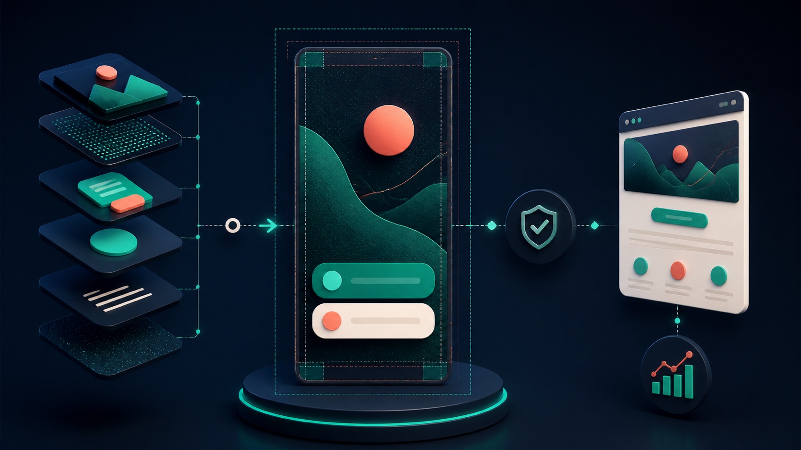A vertical Story creative with a two-option poll flows into a destination and outcome report