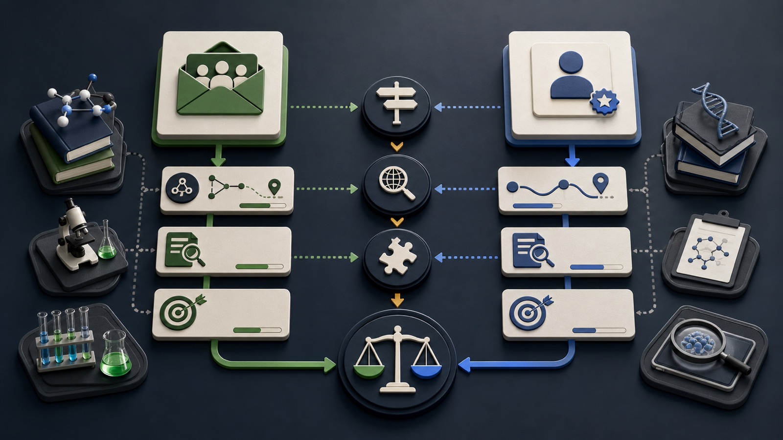 A shared role mailbox and a named business contact pass through routing, evidence, and campaign-fit checks