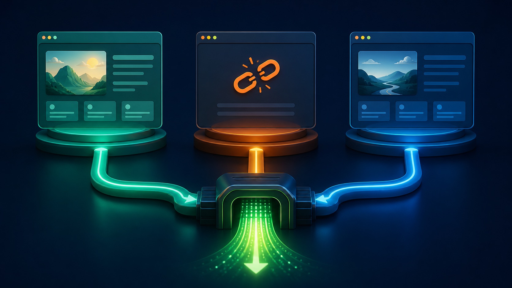 Real content, missing content, and moved content follow different HTTP response paths through a decision gate
